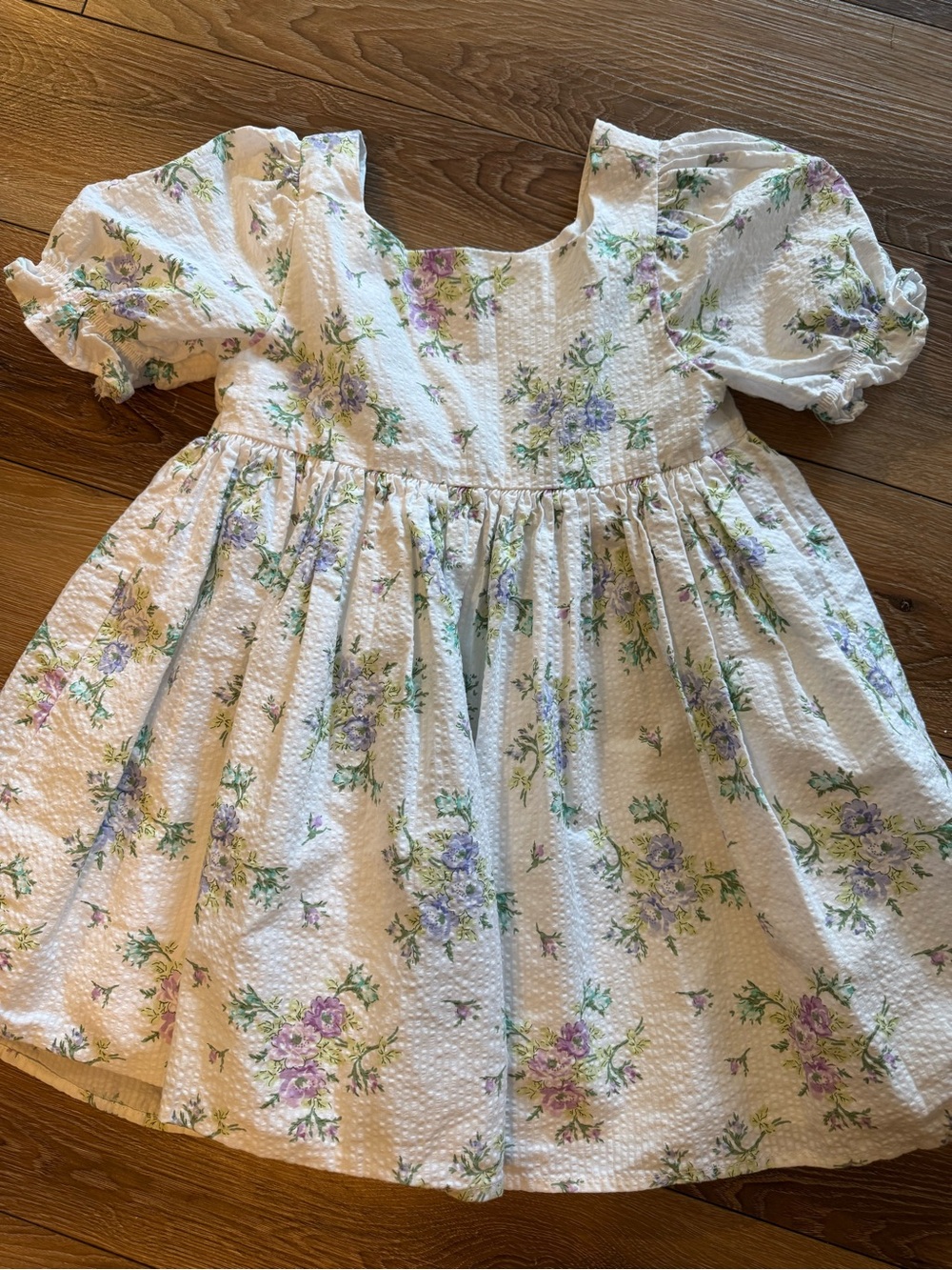 Janie & Jack White Floral Puff-Sleeve Kids Dress